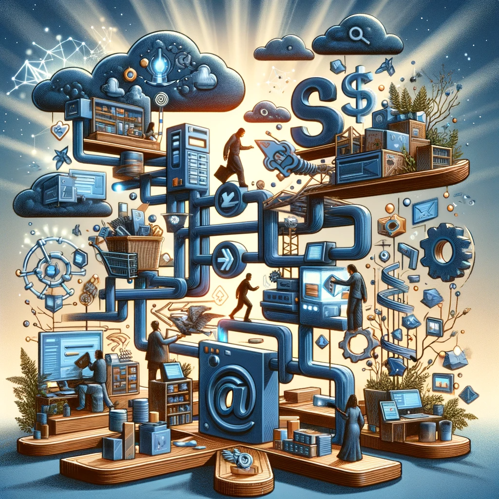 Deep third-party integration symbolizes the complexity of integrating various external systems and services in the e-commerce environment while emphasizing potential benefits like enhanced functionality and improved customer experience.