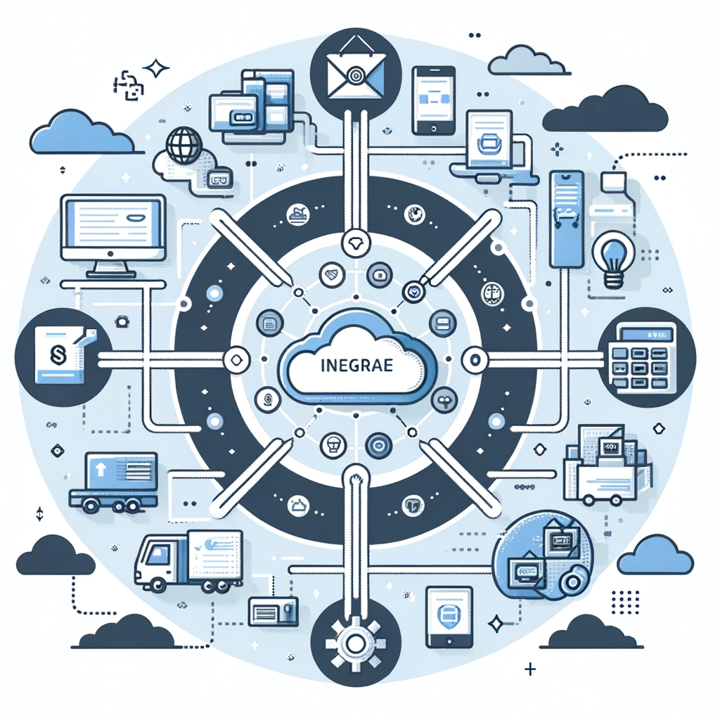 Third-party integration showcases a network of various services (such as payment gateways, logistics, and customer support) in online shopping platforms.